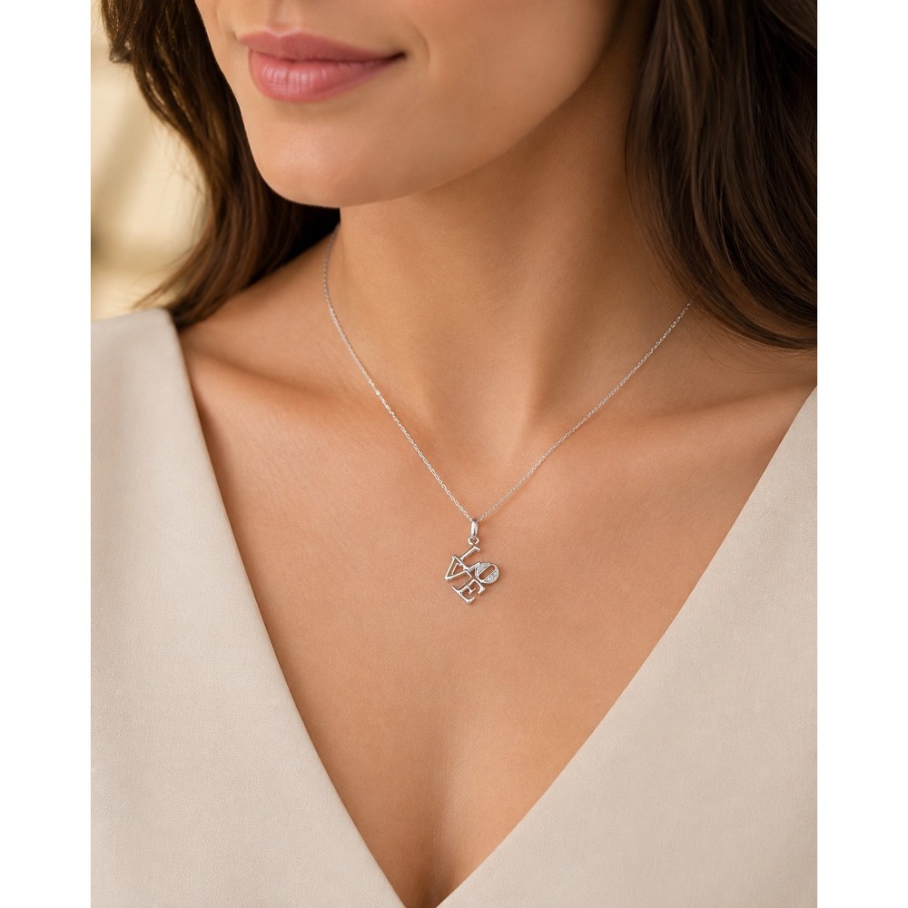 Steven Singer Philly LOVE Natural Diamond Necklace Sterling Silver 1/50 CTW